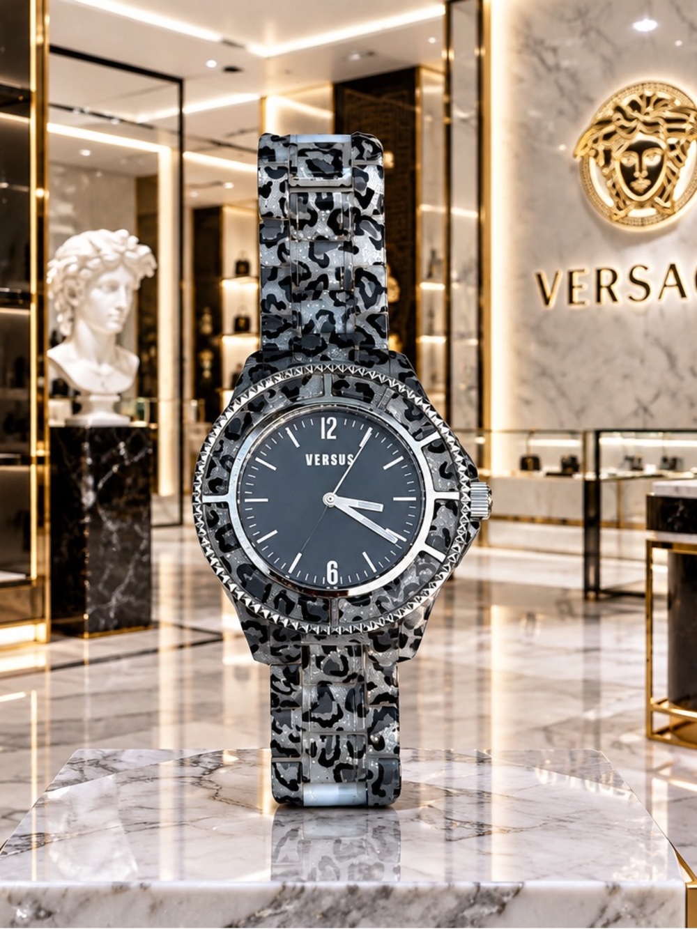 Versus by Versace watch SOF060014 Black & Gray Leopard-Pattern Women’s